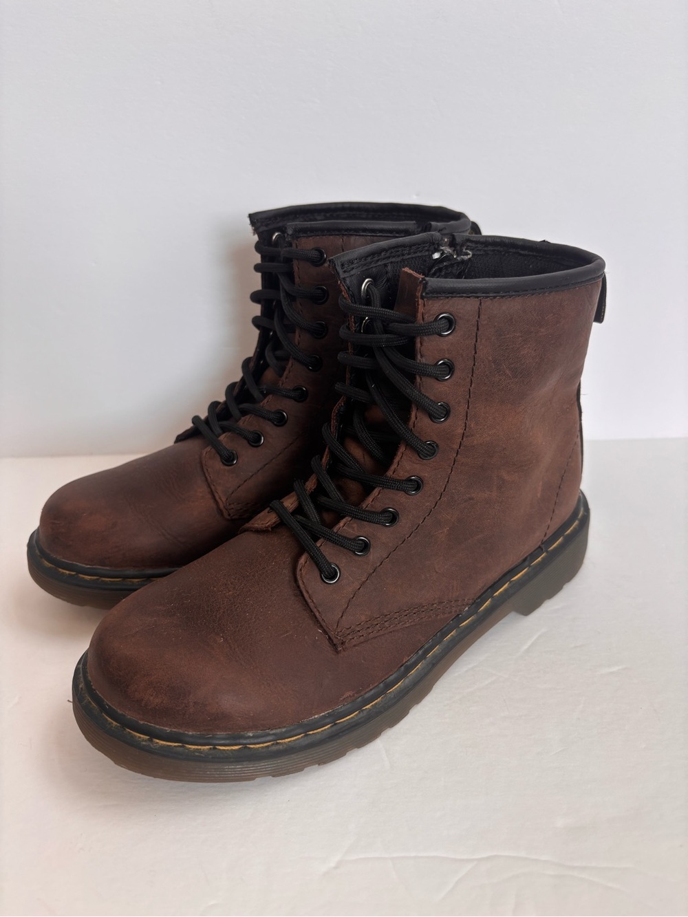 Dr. Martens Delaney Brown Leather Lace Up Boots Child 3